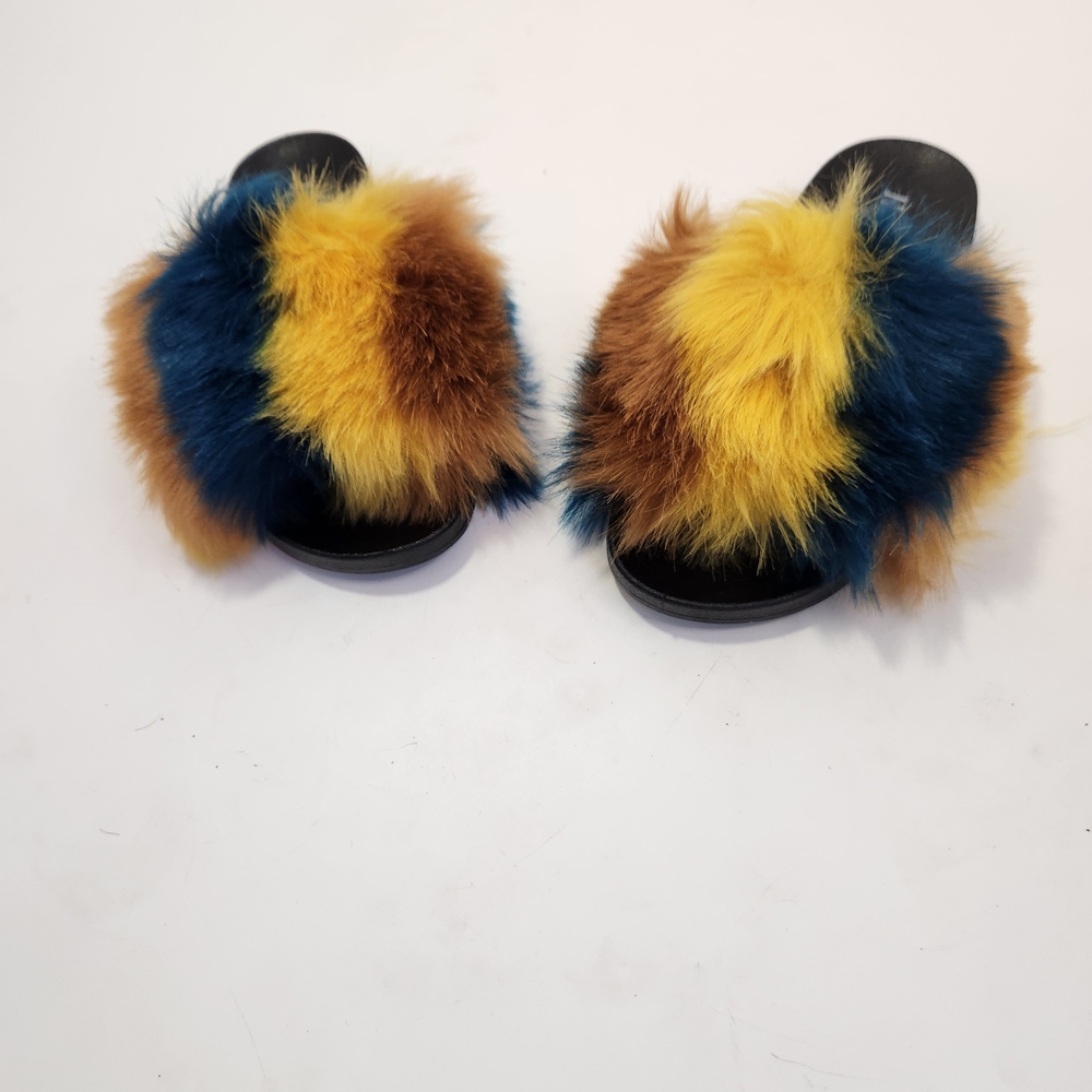 Colorful Fur Slide Sandals‎